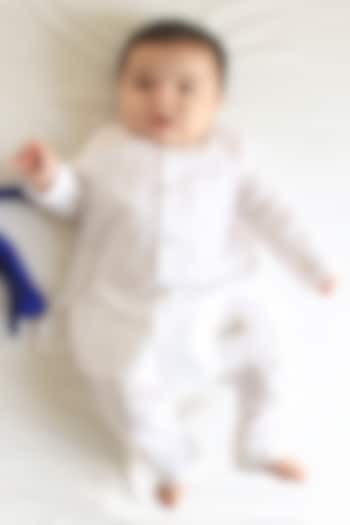 White Cotton Kurta Set For Kids by Tiber Taber at Pernia's Pop Up Shop