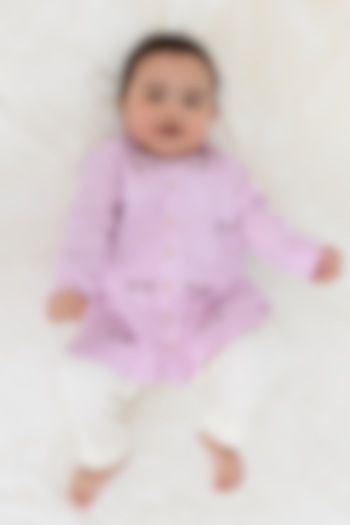 Purple Viscose Embroidered Kurta Set For Boys by Tiber Taber at Pernia's Pop Up Shop