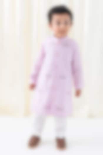 Purple Viscose Embroidered Kurta Set For Boys by Tiber Taber at Pernia's Pop Up Shop