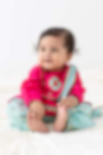 Pink Viscose Embroidered Kurta Set For Girls by Tiber Taber at Pernia's Pop Up Shop