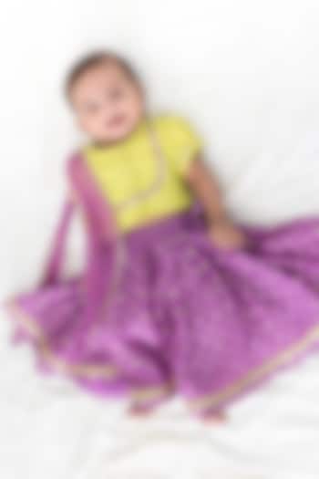Purple Viscose Printed Lehenga Set For Girls by Tiber Taber at Pernia's Pop Up Shop