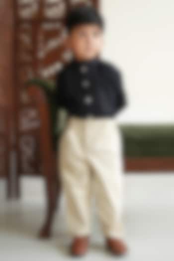 Cream Cotton Pant For Boys by Tiber Taber at Pernia's Pop Up Shop
