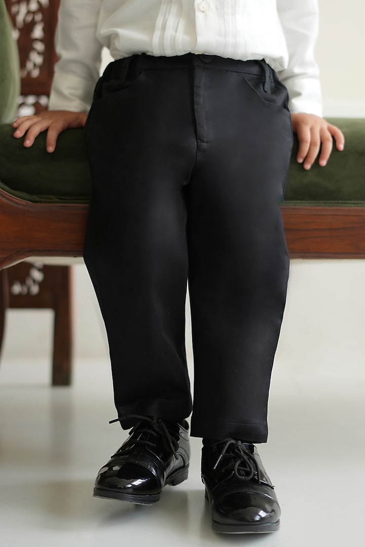 Black Cotton Pant For Boys by Tiber Taber at Pernia's Pop Up Shop