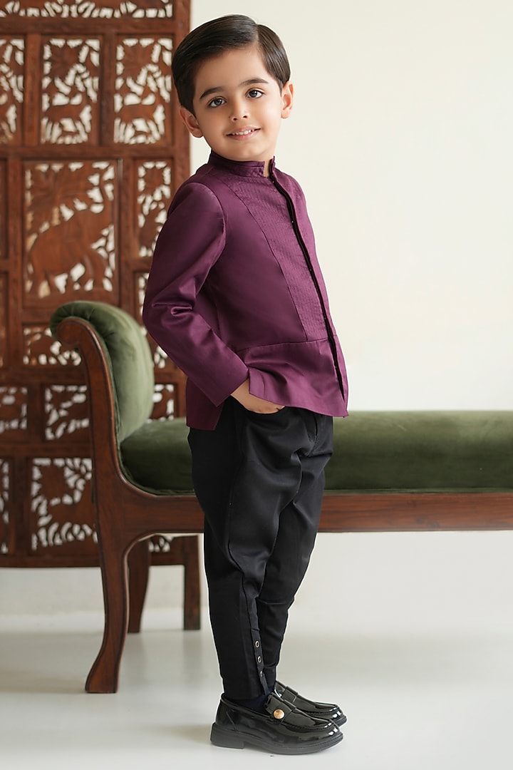 Black Cotton Pant For Boys by Tiber Taber at Pernia's Pop Up Shop