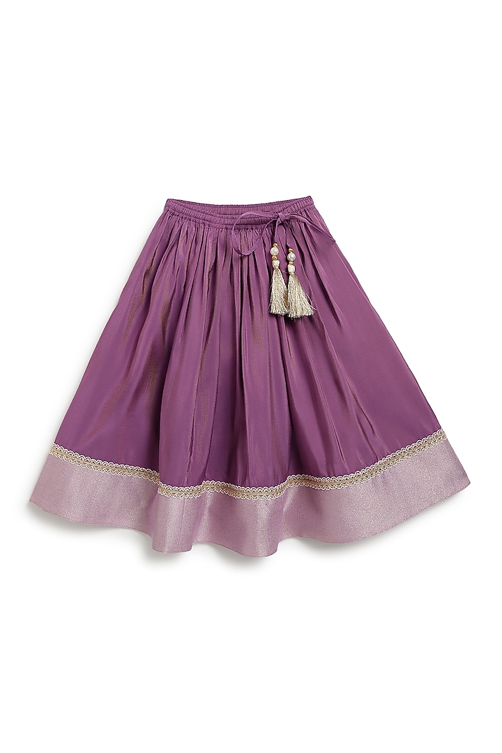 Purple Viscose Poly Blend Lehenga Set For Girls by Tiber Taber at Pernia's Pop Up Shop