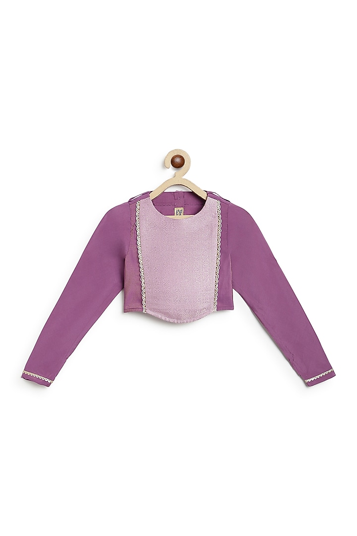 Purple Viscose Poly Blend Lehenga Set For Girls by Tiber Taber at Pernia's Pop Up Shop