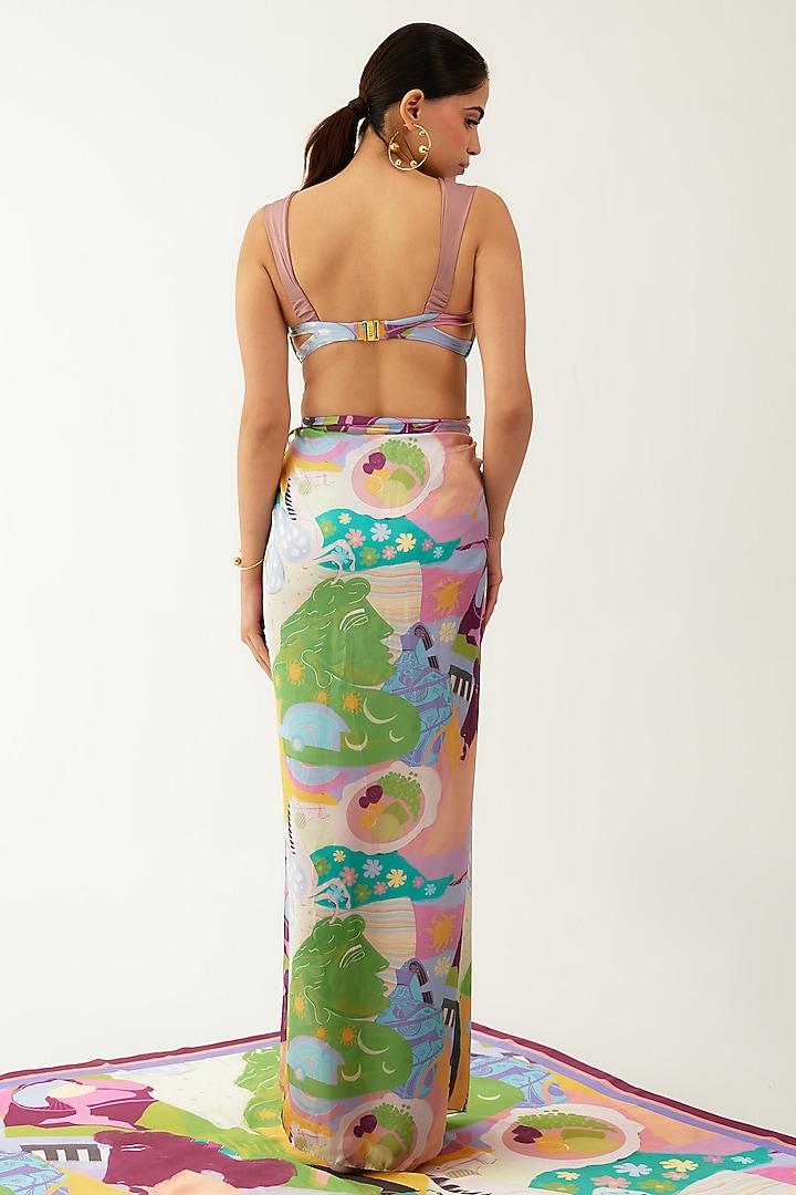 Purple & Green Chiffon Satin Maxi Skirt by Tizzi at Pernia's Pop Up Shop