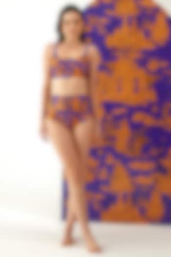 Purple & Orange Elastane Bikini Set by Tizzi