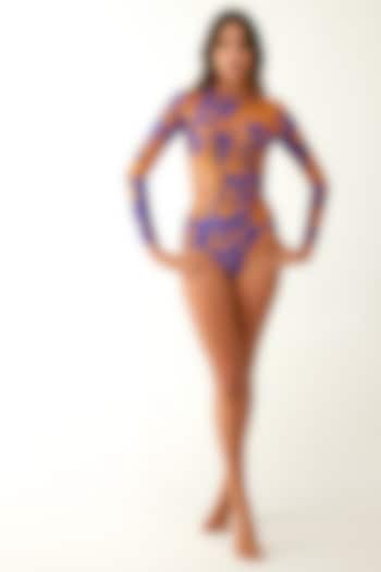 Purple & Orange Polyamide Swimsuit by Tizzi