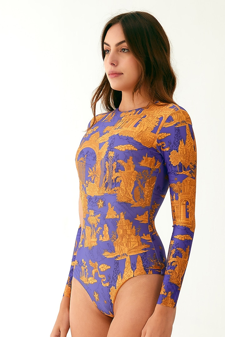 Purple & Orange Polyamide Swimsuit by Tizzi at Pernia's Pop Up Shop