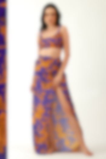 Purple & Orange Chiffon Satin Skirt by Tizzi