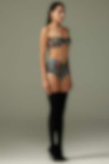 Black Polyamide & Elastane Printed Bikini Set by Tizzi