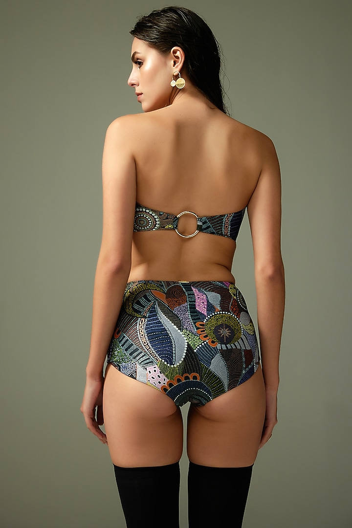 Black Polyamide & Elastane Printed Bikini Set by Tizzi at Pernia's Pop Up Shop