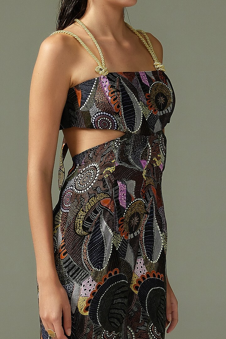 Black Textured Crepe Tie-Up Jumpsuit by Tizzi at Pernia's Pop Up Shop