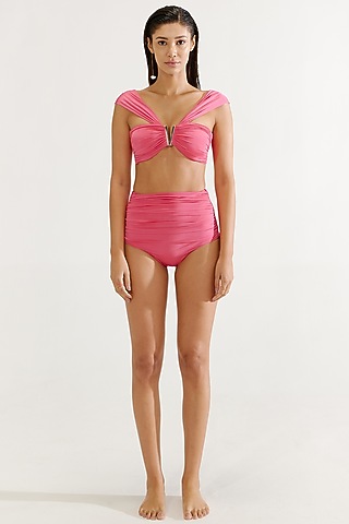 Rouge Pink Polyamide & Elastane Bikini Set by Tizzi