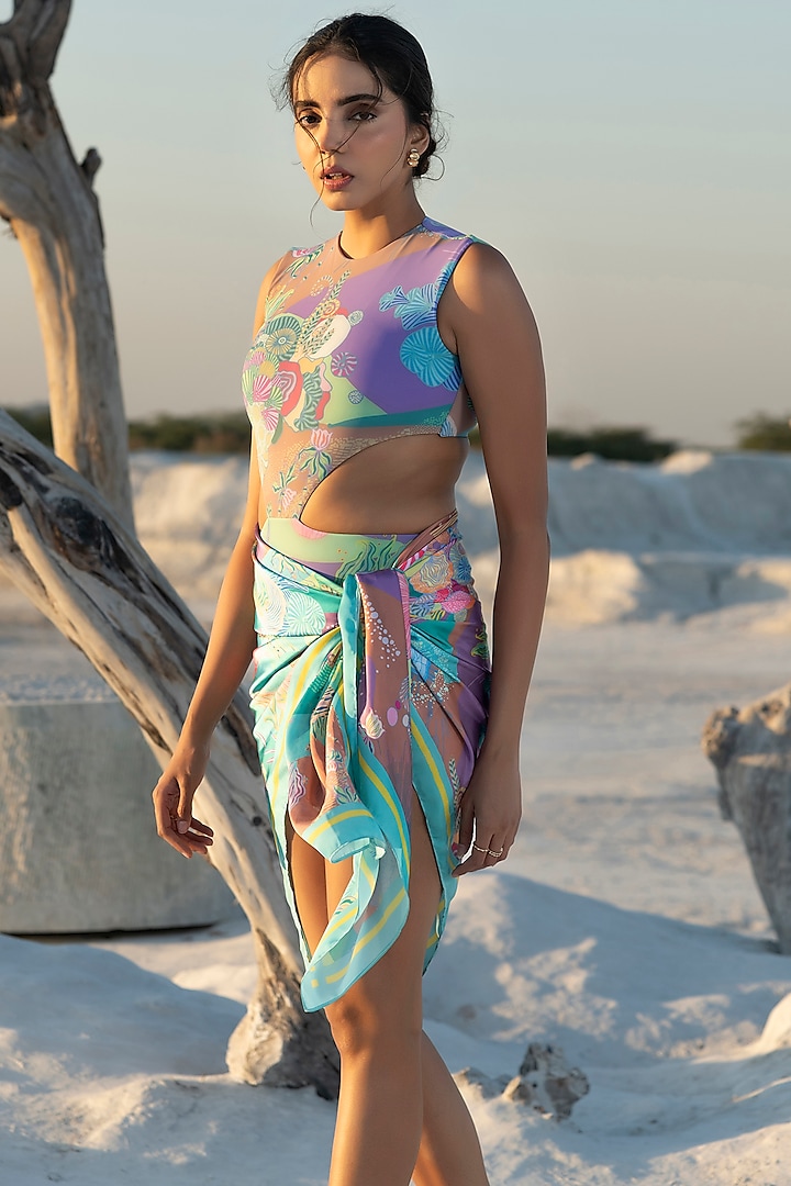 Multi-Colored Polyamide & Elastane Sarong Skirt by Tizzi at Pernia's Pop Up Shop