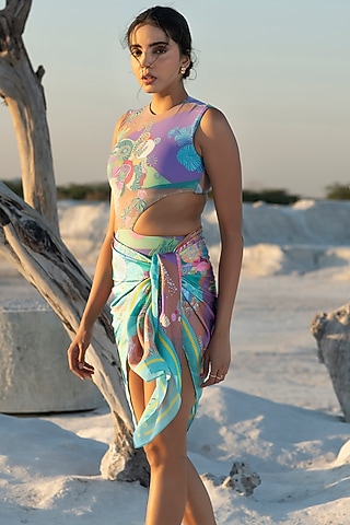 Multi-Colored Polyamide & Elastane Sarong Skirt by Tizzi