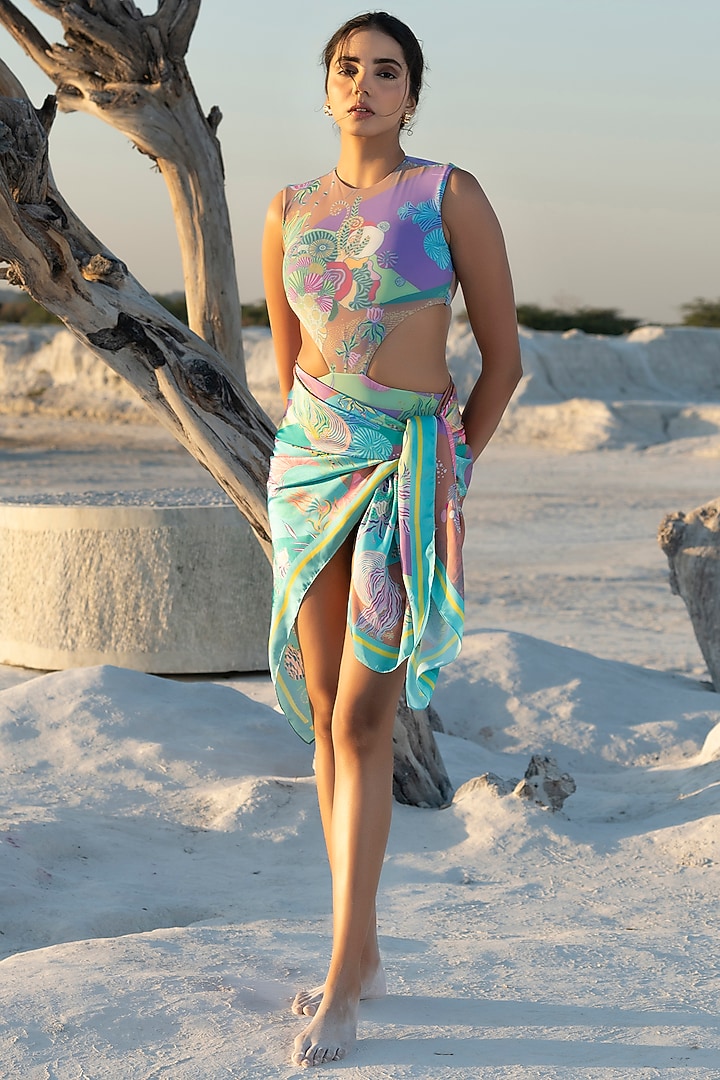 Multi-Colored Polyamide & Elastane Sarong Skirt by Tizzi at Pernia's Pop Up Shop
