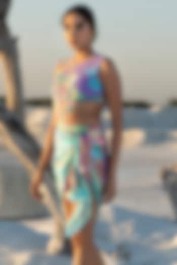 Multi-Colored Polyamide & Elastane Pleated Skirt by Tizzi at Pernia's Pop Up Shop