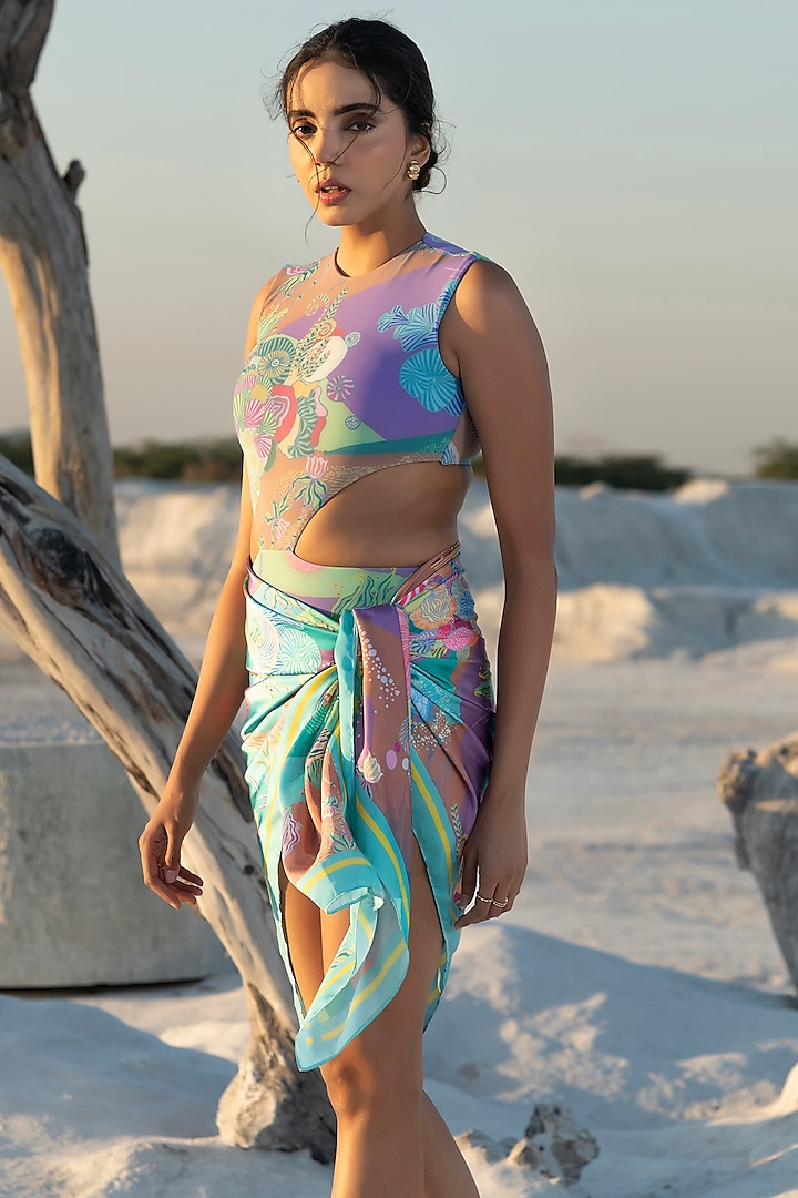 Multi-Colored Polyamide & Elastane Pleated Skirt by Tizzi at Pernia's Pop Up Shop