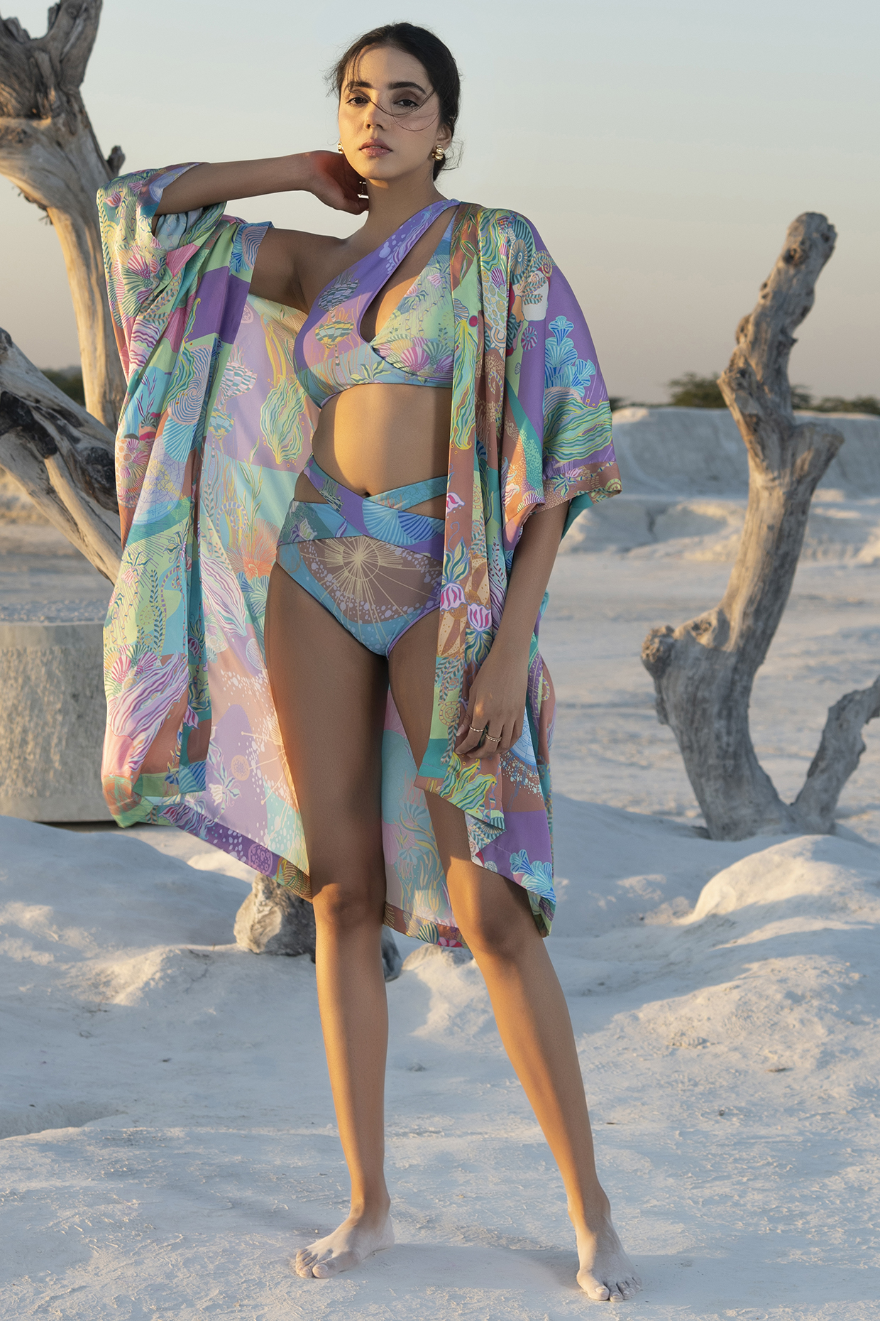 Multi-Colored Polyamide & Elastane Cape by Tizzi at Pernia's Pop Up Shop
