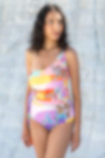 Multi-Colored Polyamide & Elastane One-Shoulder Swimsuit by Tizzi