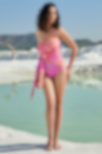 Pink Polyamide & Elastane One-shoulder Swimsuit by Tizzi at Pernia's Pop Up Shop
