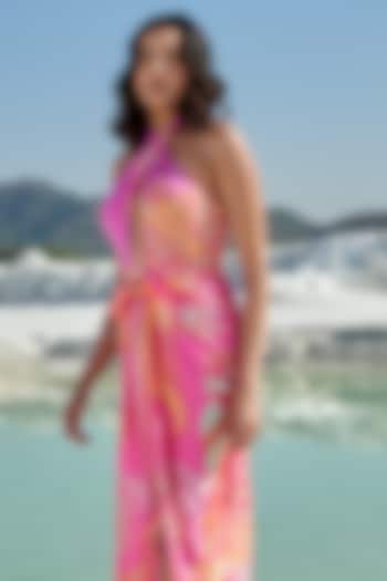 Pink Chiffon Satin Sarong Skirt by Tizzi at Pernia's Pop Up Shop