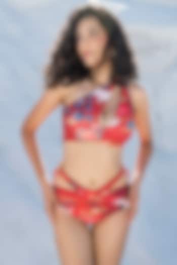 Red Polyamide & Elastane Bikini Set by Tizzi