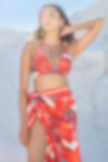 Red Chiffon Satin Sarong Skirt by Tizzi at Pernia's Pop Up Shop