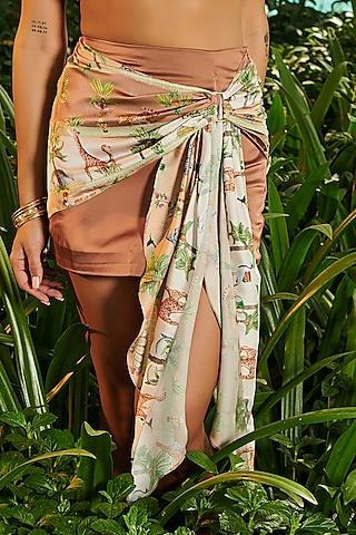 Multi-Colored Chiffon Satin & Satin Lycra Concept sarong Skirt by Tizzi