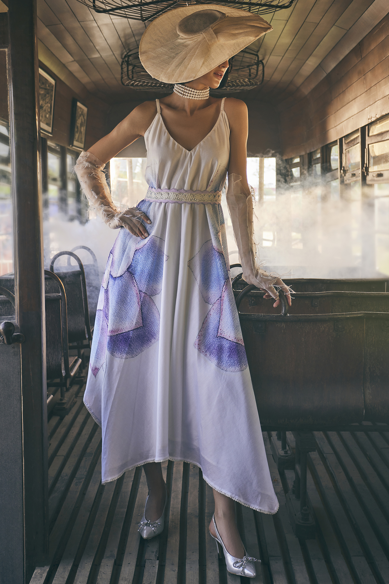 Ivory Chanderi Floral Printed Tunic by TABEER INDIA at Pernia's Pop Up Shop