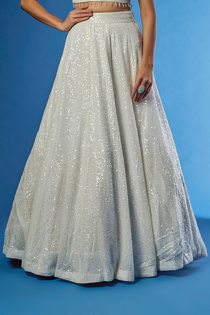 Silver Organza Embroidered Wedding Lehenga Set by Angad Singh at Pernia's Pop Up Shop