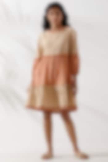 Beige Cotton Dobby Summer Dress by The Indian Cause at Pernia's Pop Up Shop