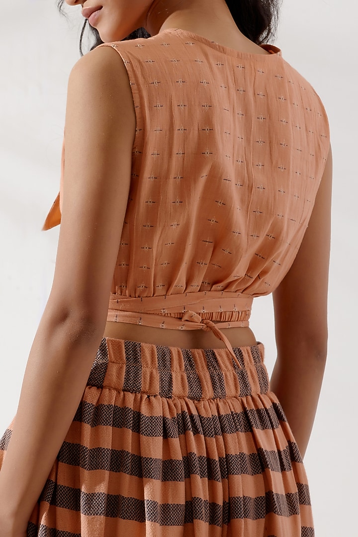 Peach Cotton Crop Top by The Indian Cause at Pernia's Pop Up Shop