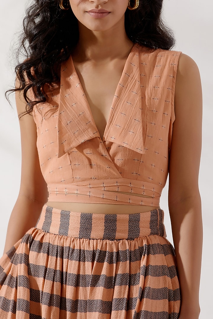 Peach Cotton Crop Top by The Indian Cause at Pernia's Pop Up Shop