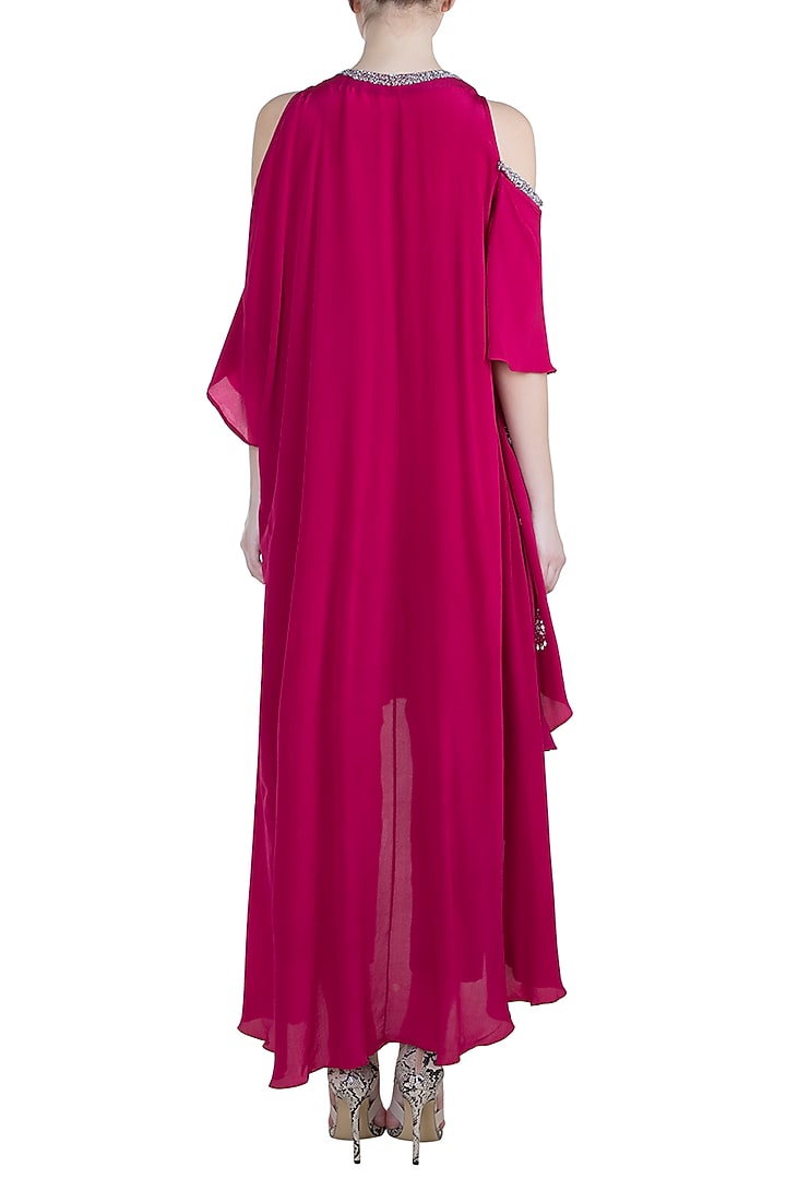 Pink Embroidered Kaftan Top With Pants by Tisharth by Shivani at Pernia's Pop Up Shop