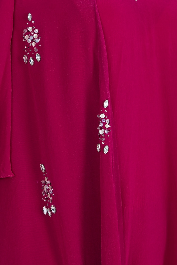 Pink Embroidered Kaftan Top With Pants by Tisharth by Shivani at Pernia's Pop Up Shop