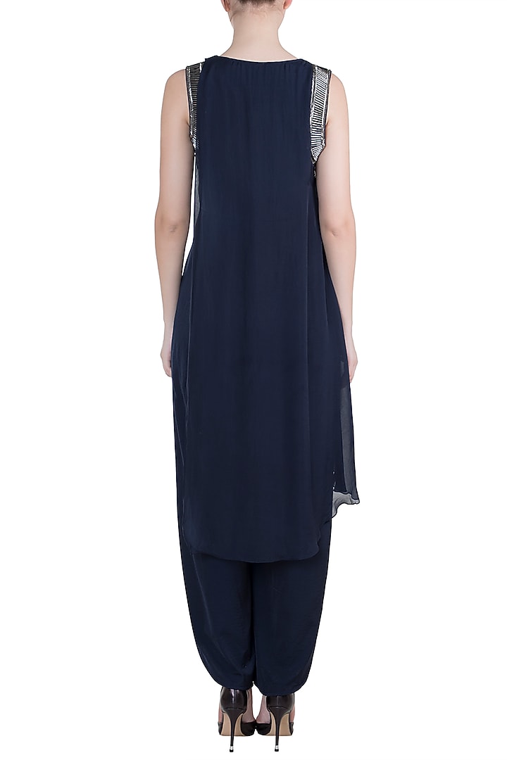 Navy Blue Embroidered Jumpsuit by Tisharth by Shivani at Pernia's Pop Up Shop