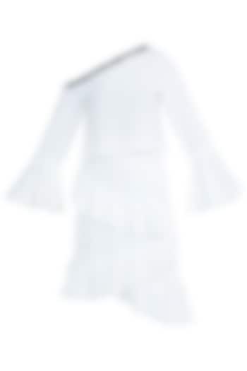 White Off Shoulder Shirt With Ruffled Skirt by Tisharth by Shivani