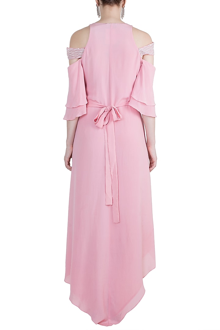 Dusty Pink Embroidered Wrap Vacation Dress by Tisharth by Shivani at Pernia's Pop Up Shop