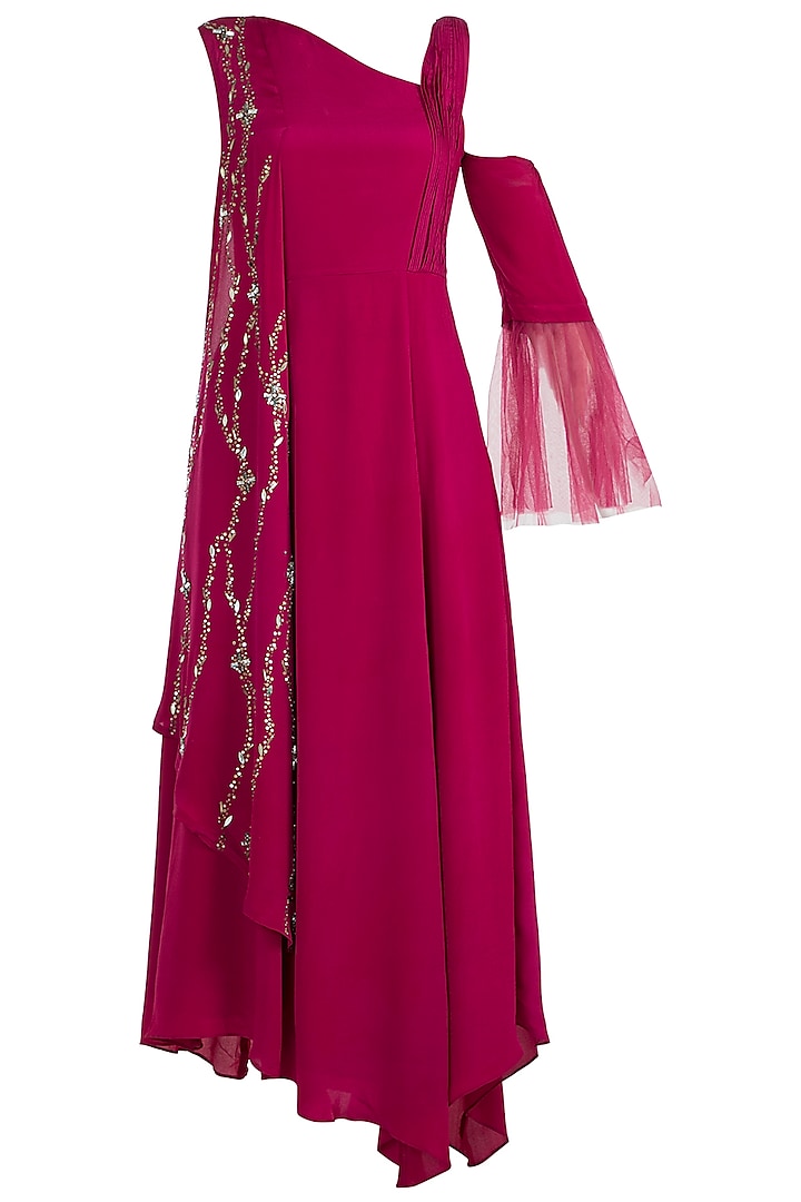 Pink Embroidered Asymmetrical dress by Tisharth by Shivani