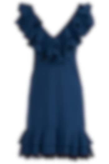 Midnight Blue Ruffled Mini Dress by Tisharth by Shivani
