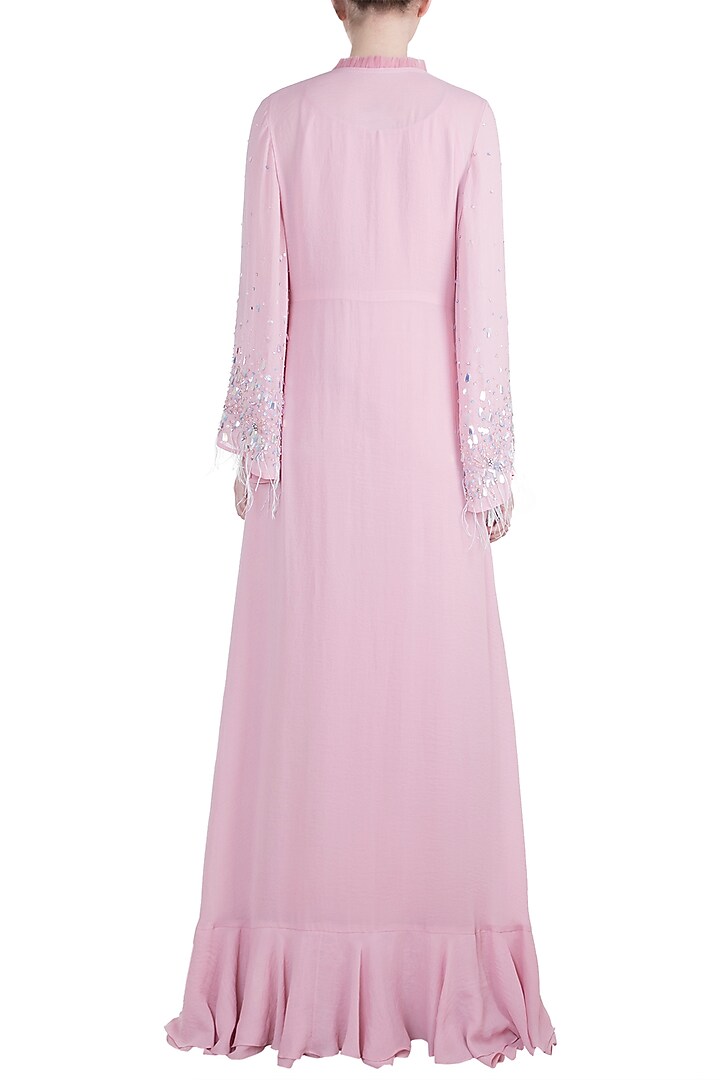 Dusty Pink Cocktail Dress With Embroidered Cape by Tisharth by Shivani at Pernia's Pop Up Shop