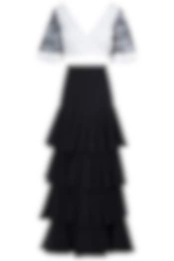 Black Tiered Skirt With Wrap Top by Tisharth by Shivani