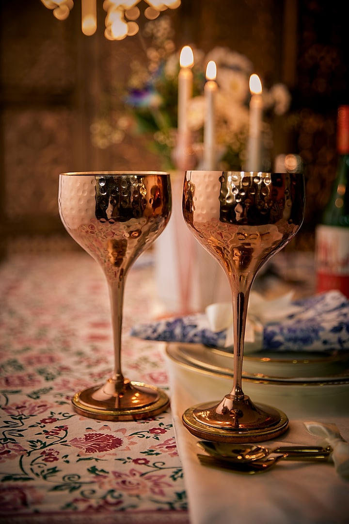 Copper Wine Glasses ( Set of 2) by The India Craft Project