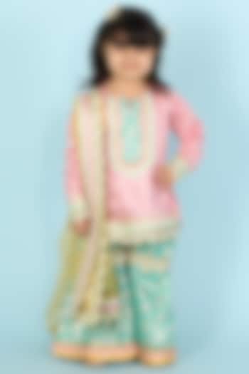 Green Embroidered Sharara Set For Girls by TinyPants