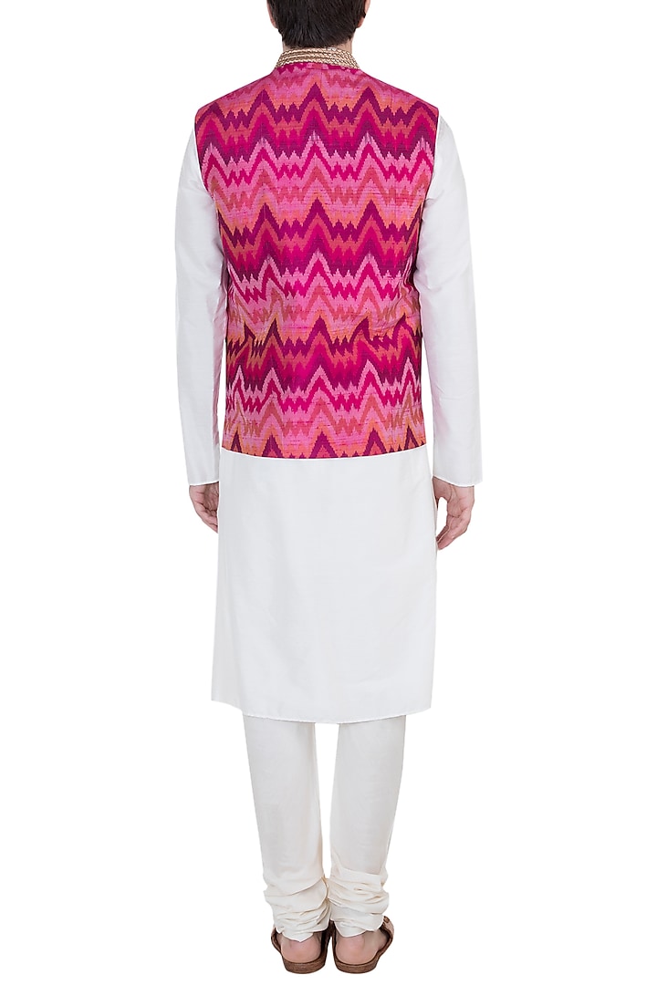Pink Embroidery Nehru Jacket by Tisha Saksena Men at Pernia's Pop Up Shop
