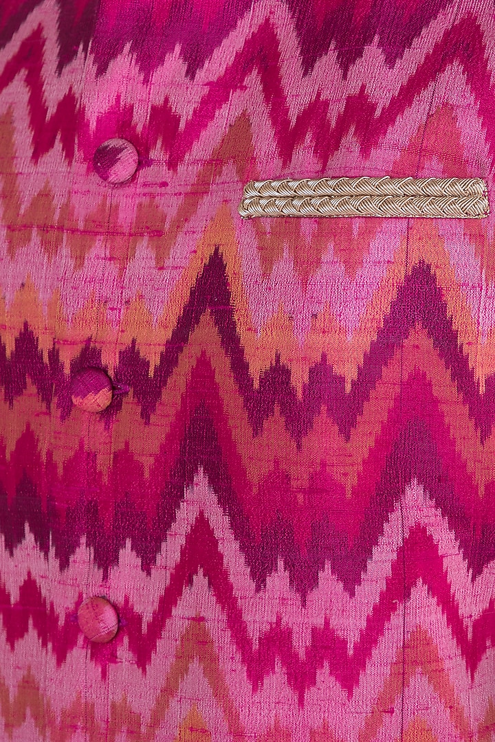 Pink Embroidery Nehru Jacket by Tisha Saksena Men at Pernia's Pop Up Shop
