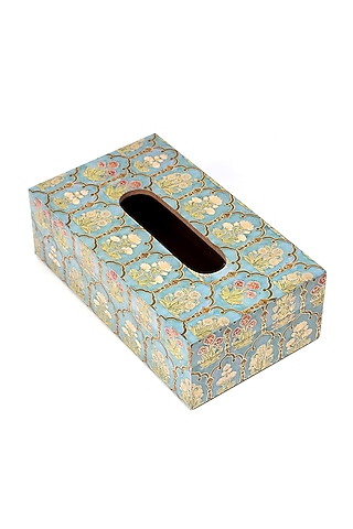 Multi-Colored Wood Tissue Box by BLUE ELEPHANT
